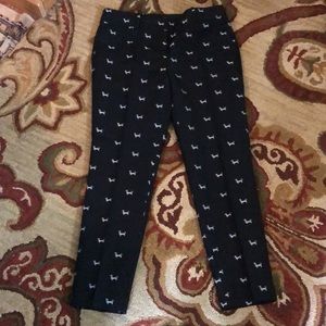 Ann Taylor LOFT sz 8 Dachshund Weiner Dog Embroidery Pant MARISA STRETCH $69 NEW